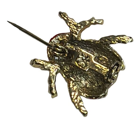 Set of Two little enamel and gold tone metal ladybug pins - Picture 8 of 12
